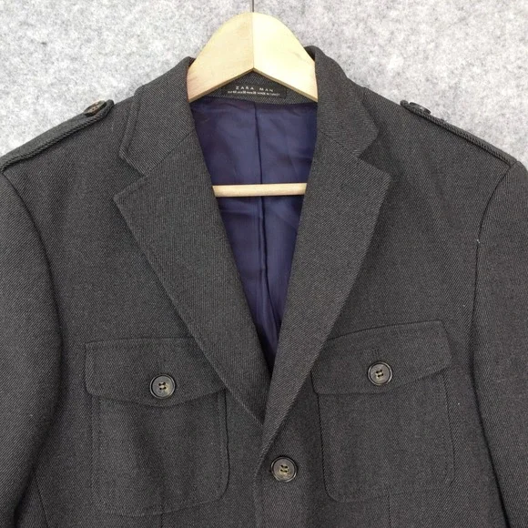 Military Blazer Jacket Men XS 36 Gray Utility‎ Chore Field